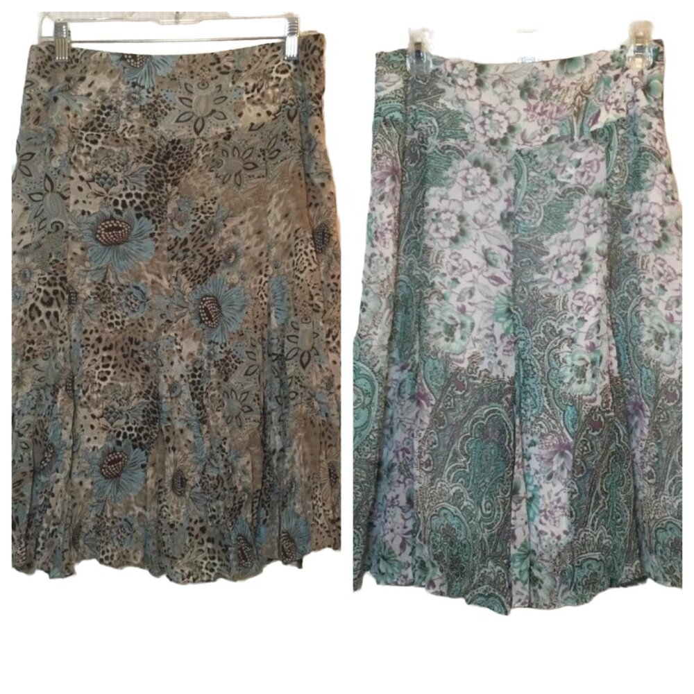 Christopher & Banks Floral & Paisley Printed Midi Skirts Womens Size 4 Polyester